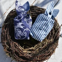 kleine maritime Osterbeutelchen, beige - blau - rosa - grau