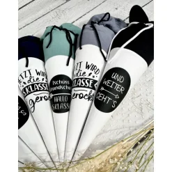 kleine Schultüte 5. Klasse Oberstufe weiterführende Schule aus Musselinstoff 35 cm