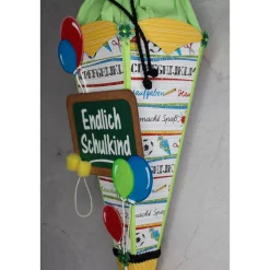 Kleine Schultüte „Endlich Schulkind“ 41 cm 5-eckig Farbvarianten