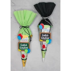 Kleine Schultüte „Endlich Schulkind“ 41 cm 5-eckig Farbvarianten