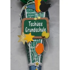 Kleine Schultüte „Tschüss Grundschule“ 41 cm 5-eckig Farbvarianten