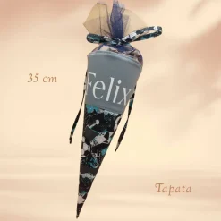 Kleine Schultüte, Vorschultüte, Zuckertüte - Fußball blau grau personalisierbar