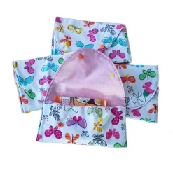 Kleine Stofftasche mit Schmetterlingen – bunter Geschenkebeutel, waschbar & wiederverwendbar, handgemacht