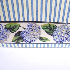 Kleine Tasche mit Streifen und Hortensien, blau