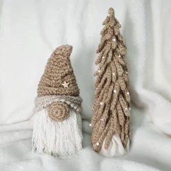 Kleiner gehäkelter Weihnachtsbaum aus Jute, Weihnachtsdeko
