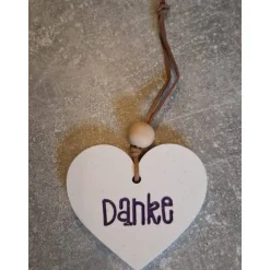 Kleiner Herzanhänger Danke aus Raysin – Geschenkidee & Deko