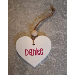 Kleiner Herzanhänger Danke aus Raysin – Geschenkidee & Deko