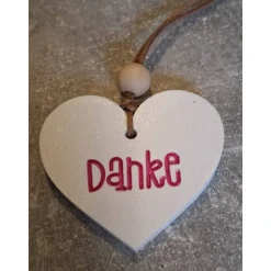 Kleiner Herzanhänger Danke aus Raysin – Geschenkidee & Deko