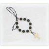 kleiner Holzperlen Rosenkranz zum Binden, schwarz natur Minirosenkranz