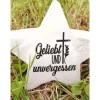 Kleiner Stern aus Beton mit Schriftzug Grabschmuck Trauer Gedenken Vermissen Gedenkstein Erinnerung
