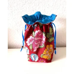 Kleiner Stoffbeutel Geschenkesäckchen Innenfutter Boden 25x25,5x12 cm Zugband Blumen