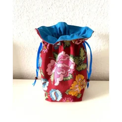 Kleiner Stoffbeutel Geschenkesäckchen Innenfutter Boden 25x25,5x12 cm Zugband Blumen