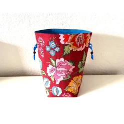 Kleiner Stoffbeutel Geschenkesäckchen Innenfutter Boden 25x25,5x12 cm Zugband Blumen