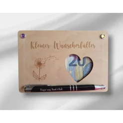 Kleiner Wunscherfüller! Geldgeschenkkarten für versch. Anlässe aus Birken-/MDF-Holz, Lasergravur, personali
