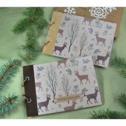 kleines Weihnachtsalbum Fotoalbum Album Weihnachten Weihnachtsgeschenk personalisiert Geschenk Winterwald Wald Hirsch Braun Familie