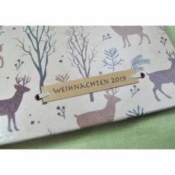 kleines Weihnachtsalbum Fotoalbum Album Weihnachten Weihnachtsgeschenk personalisiert Geschenk Winterwald Wald Hirsch Braun Familie