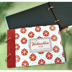 kleines Weihnachtsalbum Fotoalbum Album Weihnachten Weihnachtsgeschenk personalisiert Weihnachtsstern Familie Geschenk rot weiß