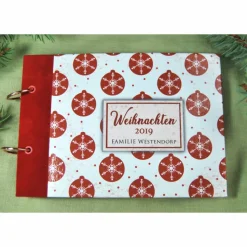 kleines Weihnachtsalbum Fotoalbum Album Weihnachten Weihnachtsgeschenk personalisiert Weihnachtsstern Familie Geschenk rot weiß