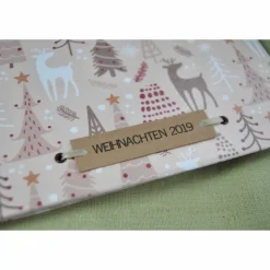 kleines Weihnachtsalbum Fotoalbum Album Weihnachten Weihnachtsgeschenk personalisiert Winterwald Wald Tiere Hirsch Familie Geschenk