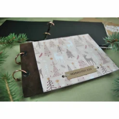 kleines Weihnachtsalbum Fotoalbum Album Weihnachten Weihnachtsgeschenk personalisiert Winterwald Wald Tiere Hirsch Familie Geschenk