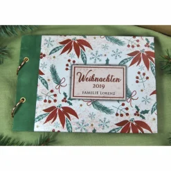 kleines Weihnachtsalbum Weihnachtsstern Stechpalme botanisch Fotoalbum Album Weihnachten Weihnachtsgeschenk personalisiert Familie Geschenk