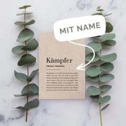 Kämpfer Definition Karte für Männer – Personalisierbare Mutmacher Karte aus Kraftpapier bei Krankheit & Krise | A6 Postkarte als Geschenk