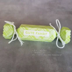 Knallbonbon-Schachtel ~ Text: Gute Fahrt ~ kariertes Muster ~ ca. 13 x 3 cm (befüllbar: ca. 8x3cm)