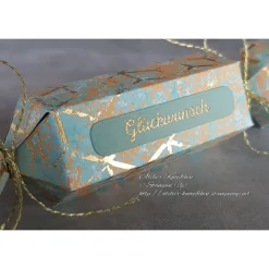 Knallbonbon-Schachtel ~ Text: Glückwunsch ~ ca. 13 x 3 cm (befüllbar: ca. 8x3cm)