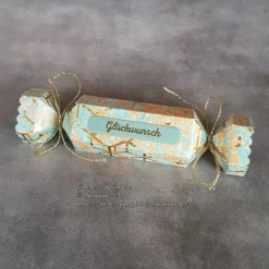 Knallbonbon-Schachtel ~ Text: Glückwunsch ~ ca. 13 x 3 cm (befüllbar: ca. 8x3cm)