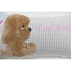kNamenskissen Taufkissen Kuschelkissen Kindergartenkissen Geburtsgeschenk Kuschliger Hundewelpe