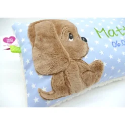 kNamenskissen Taufkissen Kuschelkissen Kindergartenkissen Geburtsgeschenk Kuschliger Hundewelpe