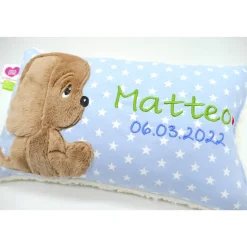 kNamenskissen Taufkissen Kuschelkissen Kindergartenkissen Geburtsgeschenk Kuschliger Hundewelpe