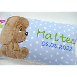 kNamenskissen Taufkissen Kuschelkissen Kindergartenkissen Geburtsgeschenk Kuschliger Hundewelpe