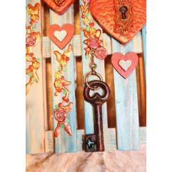 Künstlerische Wanddekoration HERZERL & SCHLÜSSEL rustikale Deko auf einer Mini-Palette aus Holz Geldgeschenk