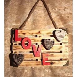 Künstlerische Wanddekoration LOVE  Deko auf einer Mini-Palette aus Holz Wandbild Gechenk Geldgeschenk
