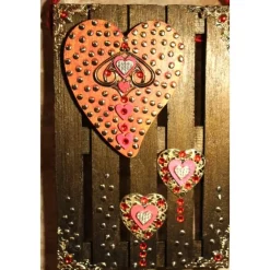 Künstlerische Wanddekoration HERZERL Deko auf Mini-Palette aus Holz Wandbild Muttertagsgeschenk Valentinstagsgeschenk