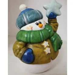 Knuffiger kleiner dicker Schneemann aus Keramik