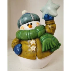 Knuffiger kleiner dicker Schneemann aus Keramik