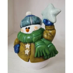 Knuffiger kleiner dicker Schneemann aus Keramik