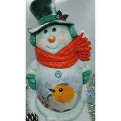 Knuffiger Schneemann mit Vogel