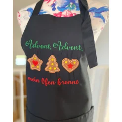 Koch und Backschürze personalisiert, Adventsdeko, mit Namen bestickt