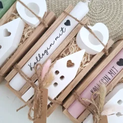 Kollegin mit Herz Kollege Geschenk Geschenkset Dankeschön Haus / Lichthaus Kerzenhalter Herz Kerzenset Geschenkset Stabk