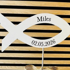 Kommunion Deko Fisch-Aufsteller Holz - Stele Fisch - Fisch Konfirmation Firmung Taufe - Aufsteller Tür - handgefertigt