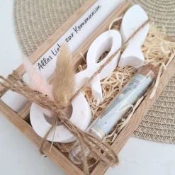 Kommunion Geldgeschenk Kommunionsgeschenk Geschenkset zwei Fische Kerzenhalter rund und Reagenzglas Jungen Mädchen Kommu