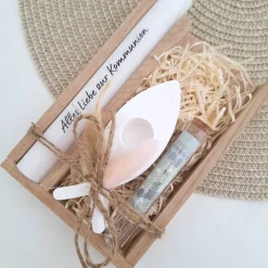 Kommunion Geldgeschenk Kommunionsgeschenk Kerzenhalter Fisch Reagenzglas Geschenkset Jungen Mädchen Kommunionskerze Guts