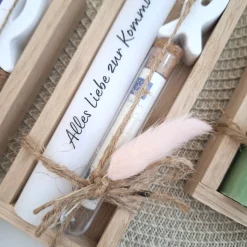 Kommunion Geldgeschenk Kommunionsgeschenk mit Fisch Reagenzglas Geschenkset für Jungen und Mädchen Kommunionskerze Gutsc