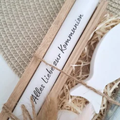 Kommunion Geldgeschenk Kommunionsgeschenk Geschenkset Fisch Var. 2 Kerzenhalter rund Reagenzglas Jungen Mädchen Kommunio