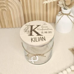 Kommunion Geschenk Naschglas personalisiert Vorratsglas