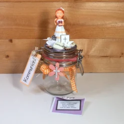 Kommunion Konfirmation Firmung Geldgeschenk Geschenkglas personalisierbar für Mädchen