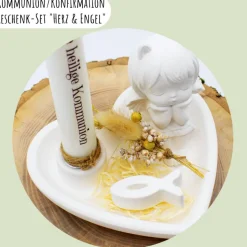 Kommunion oder Konfirmation Geschenk-Set „Herz & Engel“ | personalisierbar | Geldgeschenk | Geschenkidee | Glaube